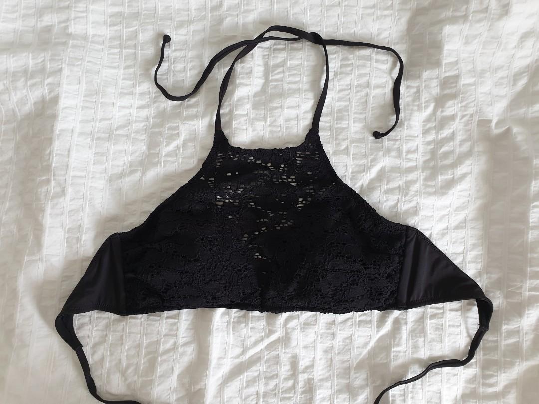 black crochet bikini top