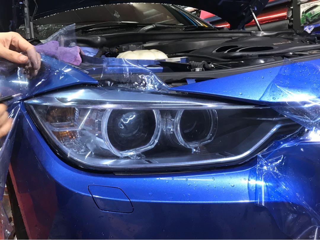 Bmw headlight light blue tinted film, Car Accessories, Accessories on