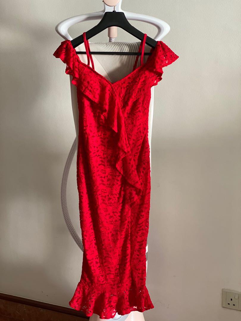 ax paris red lace dress