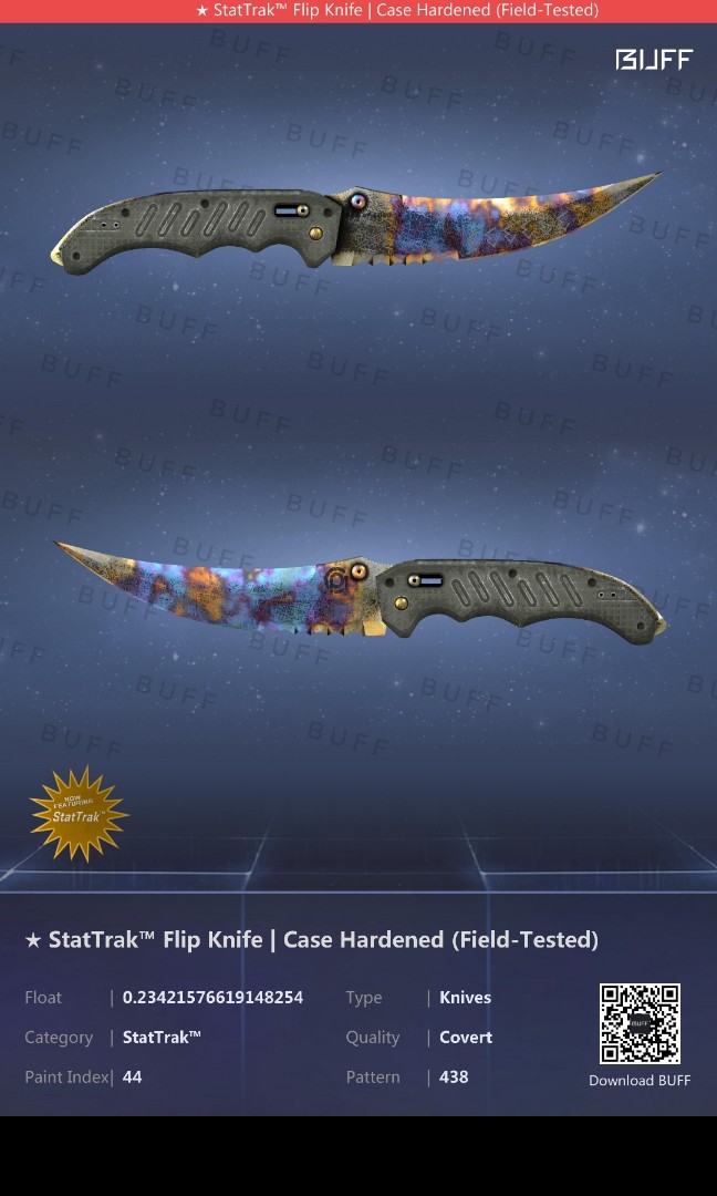 Csgo Stat Trak Flip Knife Case Hardened Knife Skin Toys Games Video Gaming In Game Products On Carousell - mm2 knife skin gold roblox