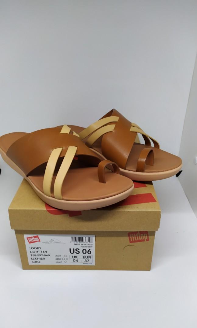 FitFlop Loopy Leather Slides in Light Tan Size US6 only Women s Fashion Footwear Flats Sandals on Carousell