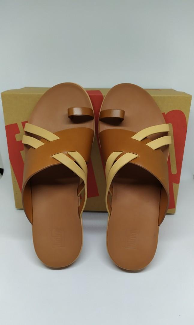 FitFlop Loopy Leather Slides in Light Tan Size US6 only Women s Fashion Footwear Flats Sandals on Carousell
