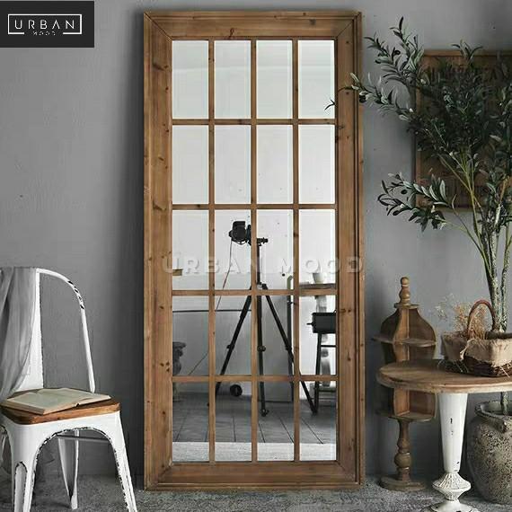 Gaston Rustic Windowgrill Standing Mirror Furniture Home Decor