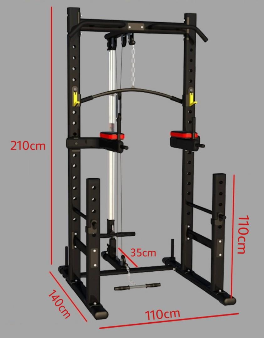 Home Gym MultiFunctional Half Rack Lat Pulldown Pulley Cable System