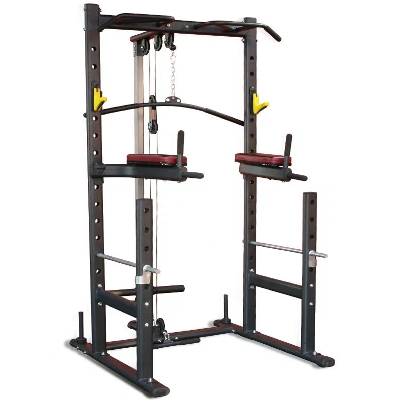 Home Gym MultiFunctional Half Rack Lat Pulldown Pulley Cable System