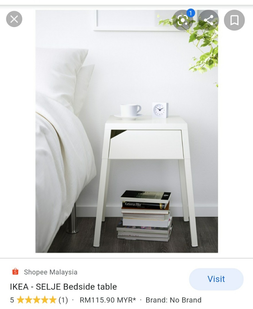 Ikea Bedside Table(Selje), White, Furniture & Home Living, Furniture