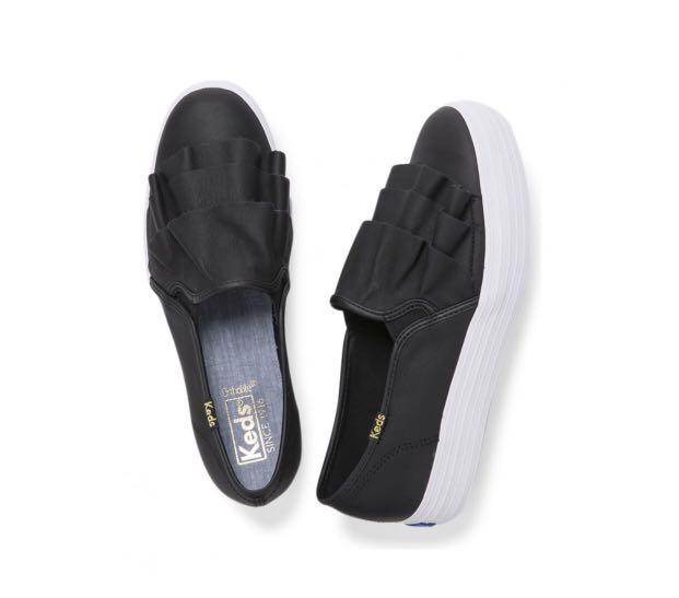 Keds triple ruffle best sale leather black