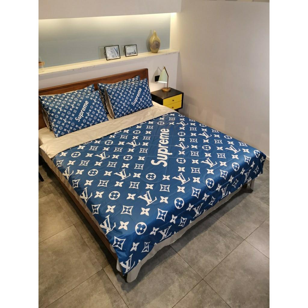 LV X Supreme Bedsheet With Comforter Set, Furniture, Home Decor, Cushions & Linen on Carousell