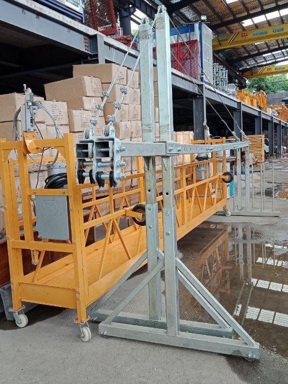 MOTORIZED GONDOLA SECOND HAND STEEL PLATFORM (Category: Construction Tools & Equipment) located in Pasig City. Submitted by arjean1423 (Listing ID 1014167569, Image 1). Description: We have available stocks of ZLP 800 in our warehouse, both for brand new and secondhand unit. We always give our best Quotation to our dear clients. MODEL: ZLP800 LOAD CAPACITY: 800 KG. PLATFORM SIZE: 7.5 X 0.69 X 1.18 METER LIFTING SPEED: 9.6 m/min STEEL WIRE ROPE: 8