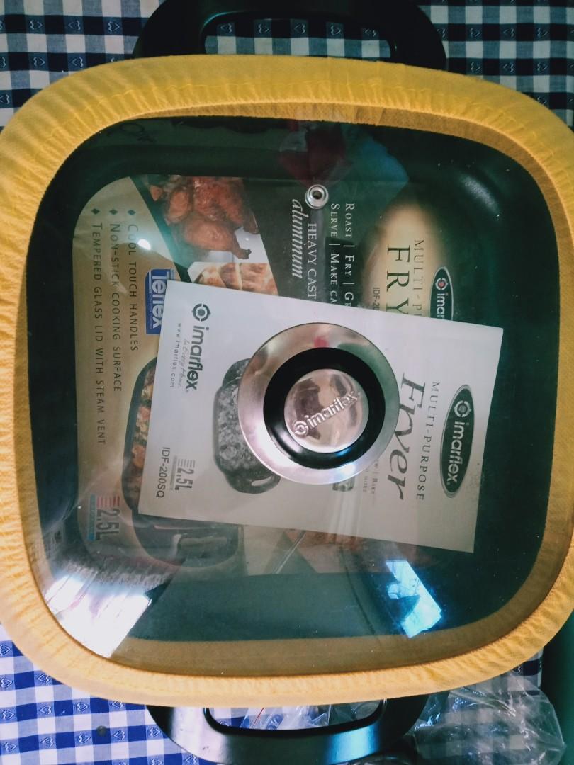 MULTI PURPOSE FRYER (Category: Bakeware) located in Paranaque City. Submitted by lhanie. (Listing ID 1014196592, Image 3). Description: IMARFLEX (2.5L) capacity Sa mga need po Ng MULTI PURPOSE FRYER You can: Roast/Fry/Grill/Stew/Bake Serve/Make Casseroles and more... ✔️Non-stick cooking surface ✔️Cool touch handles ✔️Tempered Glass Handle with Steam Vent ✔️Variable Temp Control.
