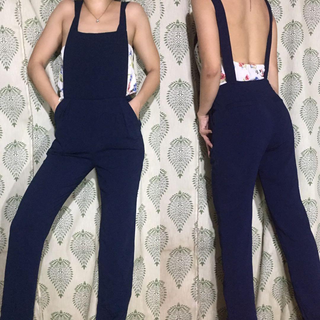 navy blue romper pants