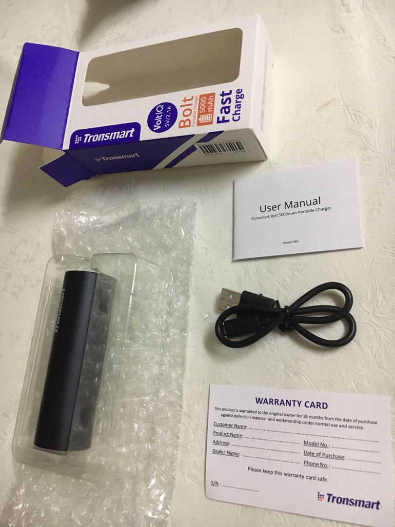 NEW Tronsmart Bolt Tube Voltiq Power Bank 5000mAh, Mobile Phones