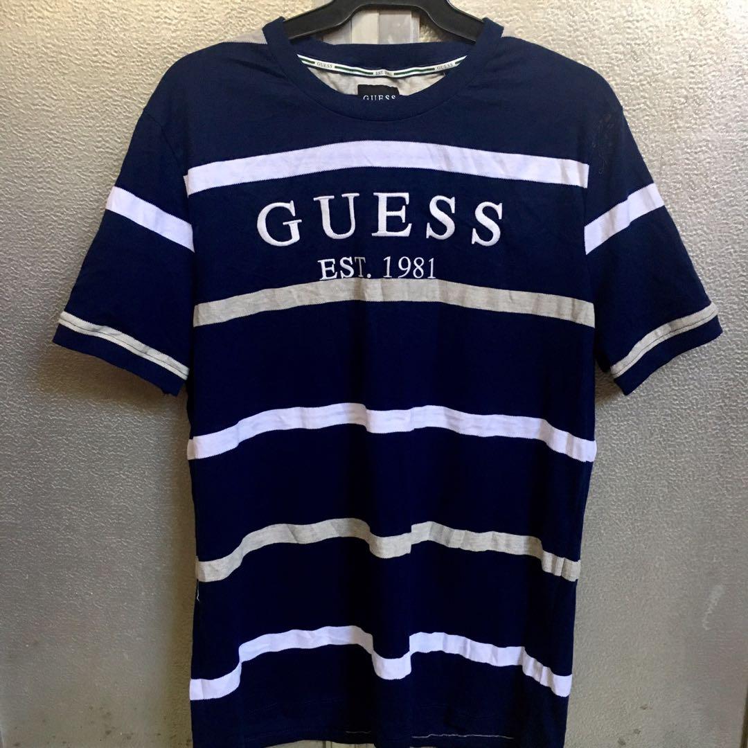 Original Guess Shirt in Blue and White Men s Fashion Tops Sets
