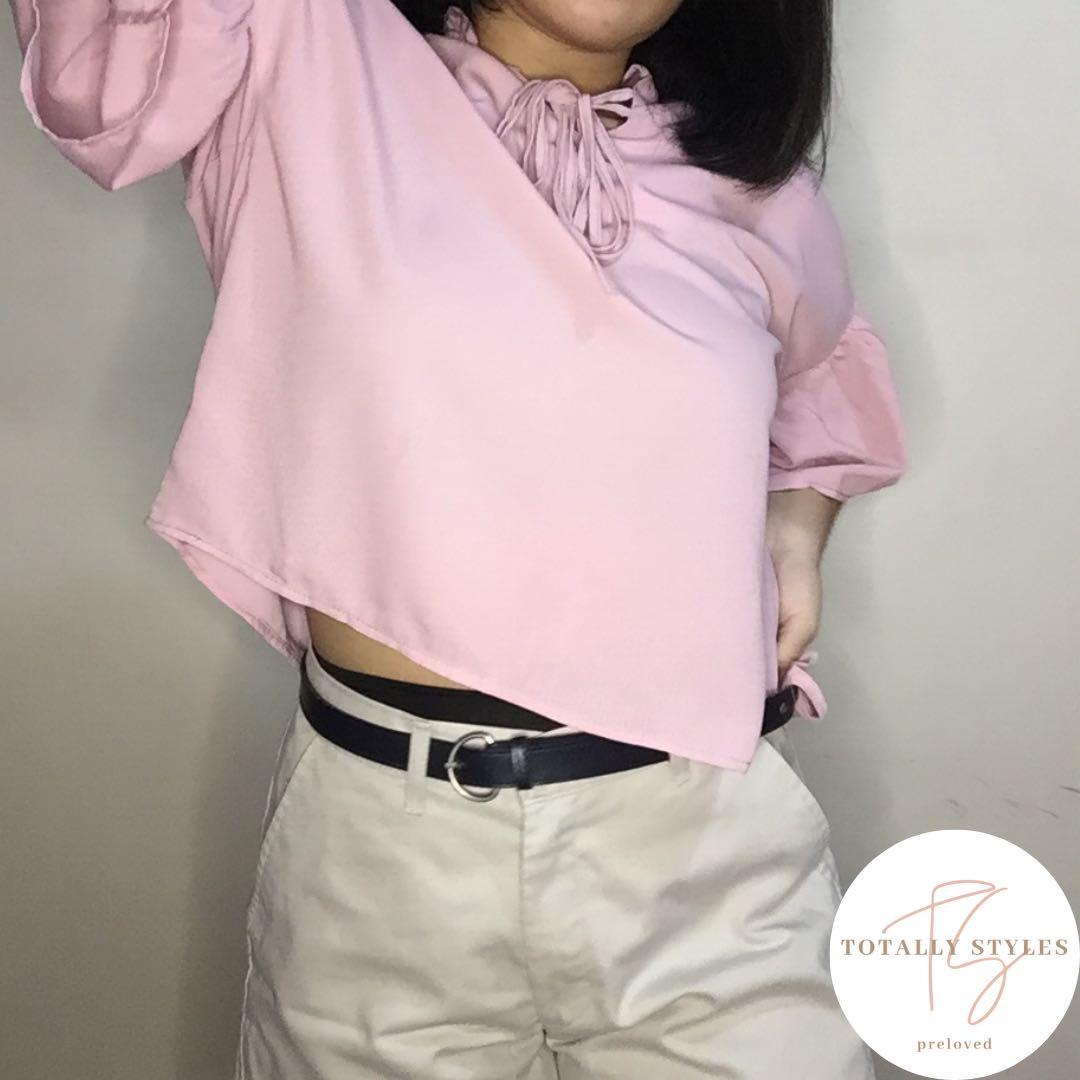 Pink Blouse with Ribbon (Category: Blouses) located in Manila. Submitted by totallystylespreloved (Listing ID 1014327284, Image 2). Description: Hi Gorgeous! We are Totally Styles. You can visit our IG and FB page, just search @totallystylespreloved to know more about us. We want you to know that 10% of our monthly proceeds will be donated to a charity. Ang saya diba? Naka-awra ka na, nakatulong ka pa! CLOTHING DETAILS: SIZE: Fits medium to large