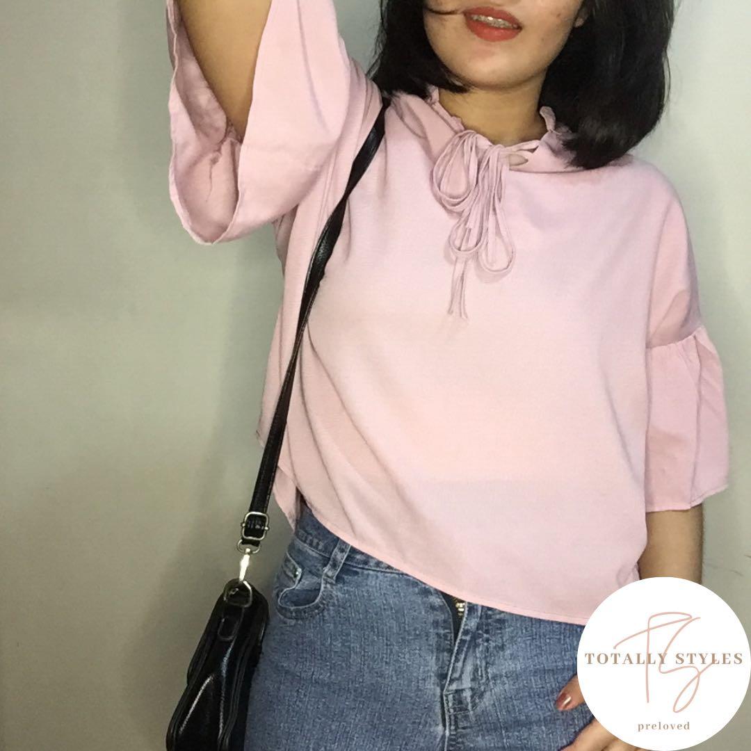 Pink Blouse with Ribbon (Category: Blouses) located in Manila. Submitted by totallystylespreloved (Listing ID 1014327284, Image 3). Description: Hi Gorgeous! We are Totally Styles. You can visit our IG and FB page, just search @totallystylespreloved to know more about us. We want you to know that 10% of our monthly proceeds will be donated to a charity. Ang saya diba? Naka-awra ka na, nakatulong ka pa! CLOTHING DETAILS: SIZE: Fits medium to large