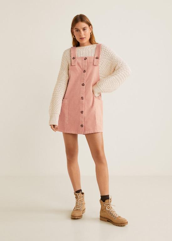 Plus Size | MANGO Corduroy Dress (Millennial Pink) - Preloved, Women's Fashion, Dresses & Sets, Dresses on Carousell