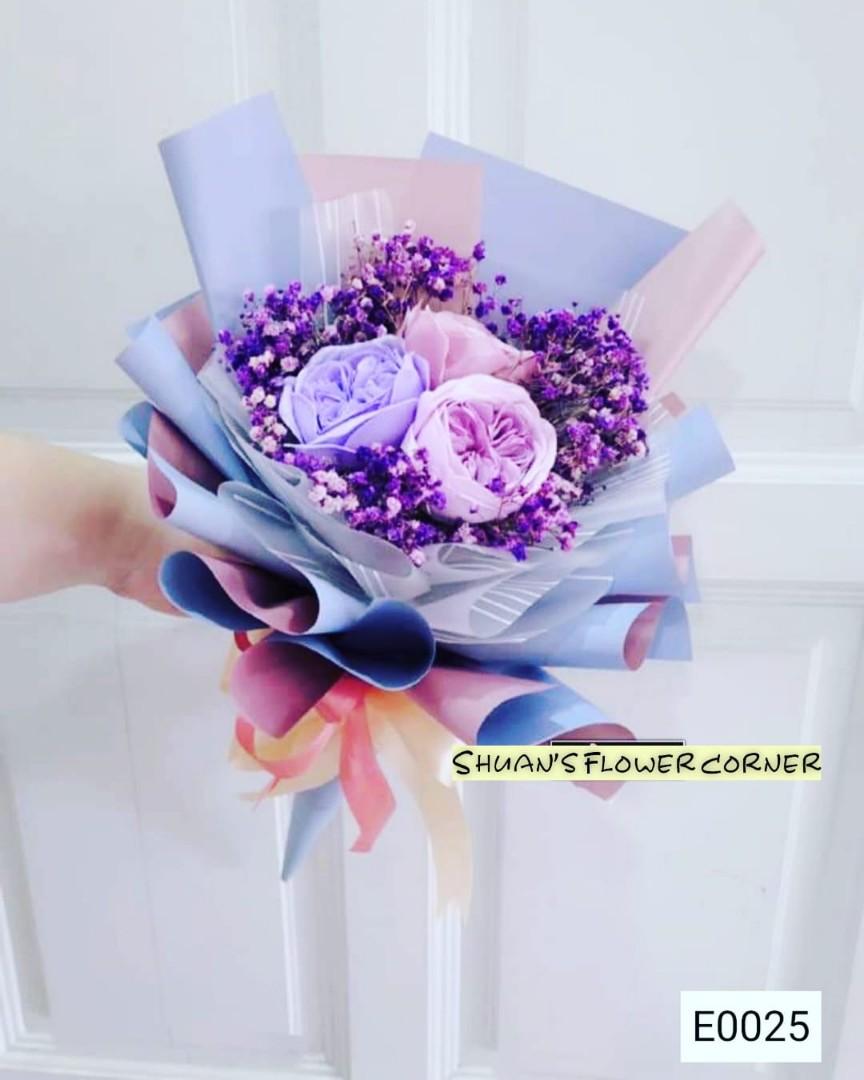 Purple Austin Rose Bouquet E0025 Design Craft Others On Carousell