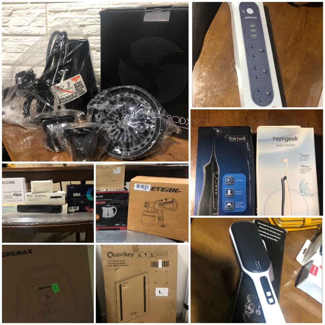 Random bundle items all new.. (Category: Everything Else) located in Singapore. Submitted by appybeast (Listing ID 1014339839, Image 1). Description: Random bundle for sale.. SOund bar, vanity mirror, hair dryer, power socket and many more...