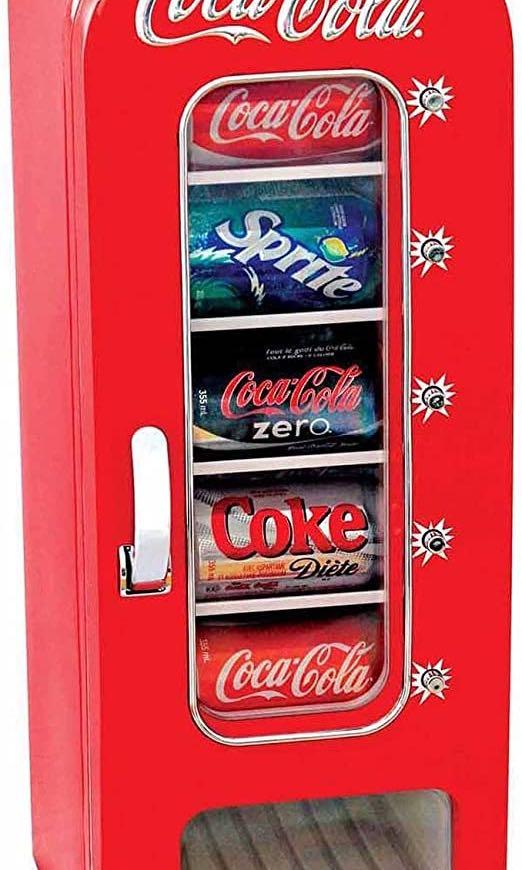 Refrigerator Mini Coca Cola 10Can Retro Vending Fridge, Furniture