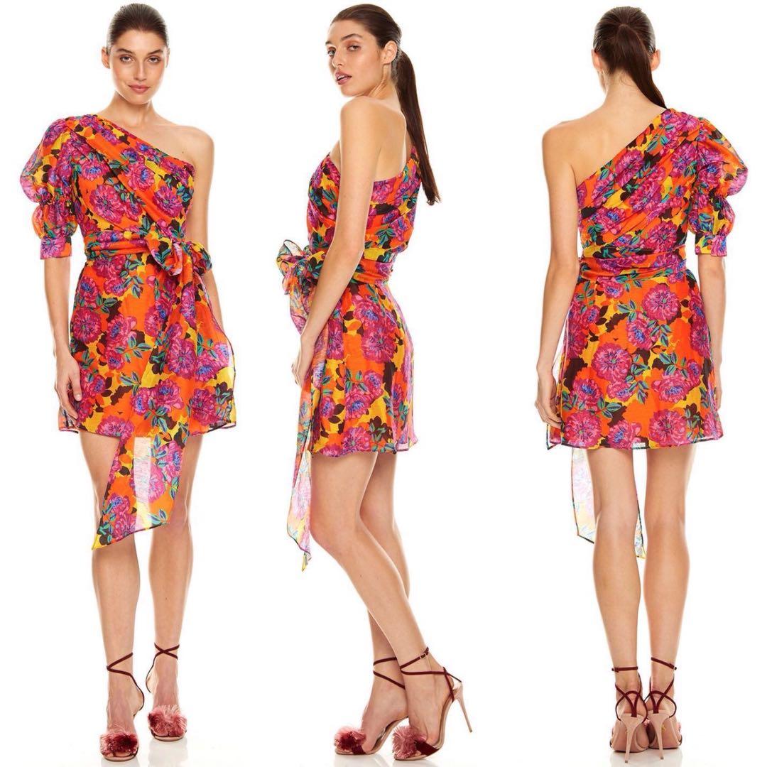 SALE Talulah Troppo Dreams Dark Floral and Blossom Mini One Shoulder Dress authentic bec bridge