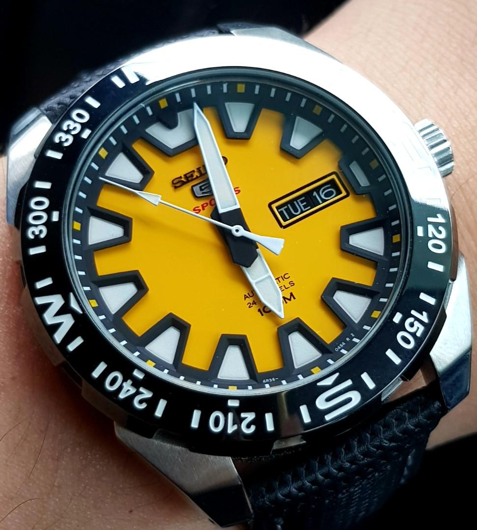 Father S Day Promo Seiko 5 Yellow Dial Watch Men S Fashion Watches On Carousell