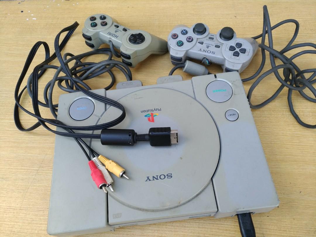Sony PlayStation complete (Category: PlayStation) located in Manila. Submitted by vintagepopsicle (Listing ID 1014229243, Image 1). Description: Sony PlayStation with 2 controllers, power cable and AV Cable in excellent working condition. Comes with working 3 games. Please see all photos as they are part of the description. NTSC from US 110 volts.