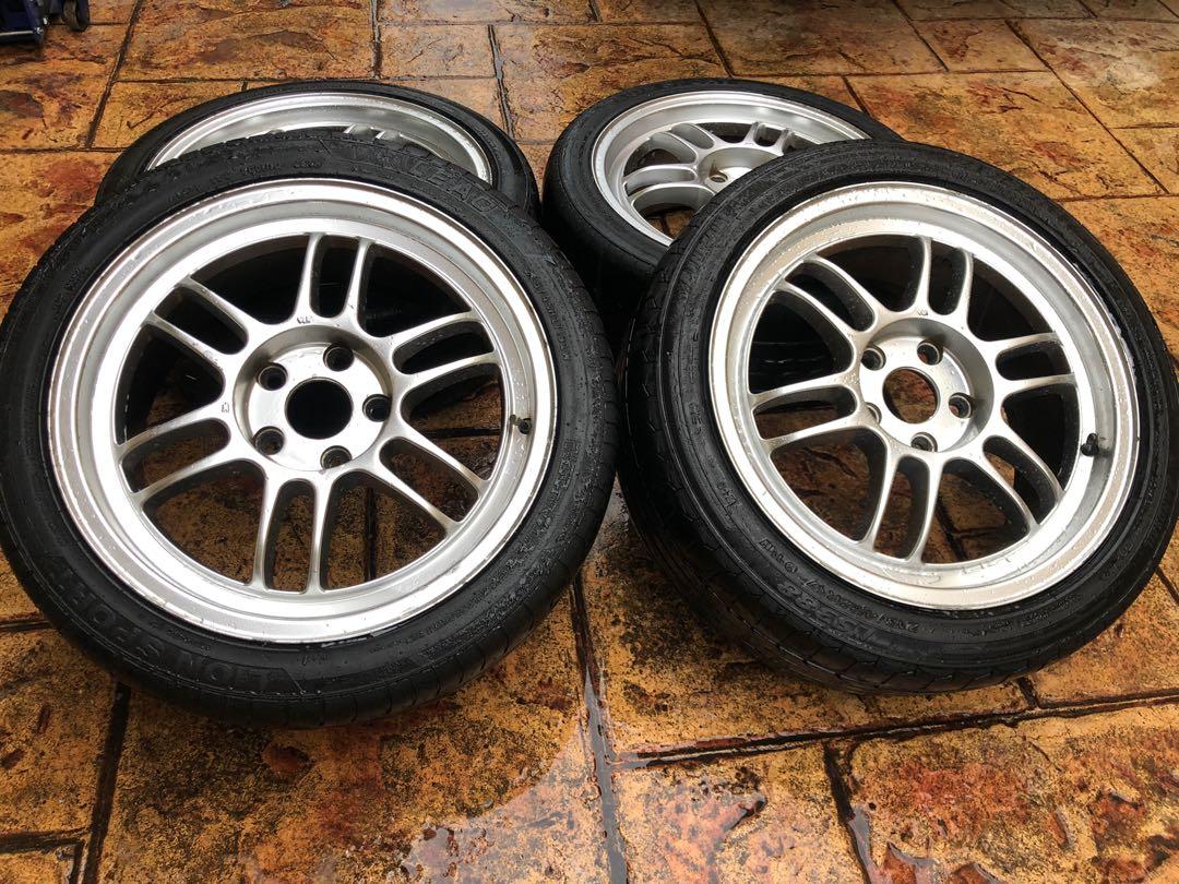 17x7.5 Enkei RPF1, 5x114.3 48mm Offset 73mm Bore Silver Wheel RX8 / 06-10 Civic Si main image 0