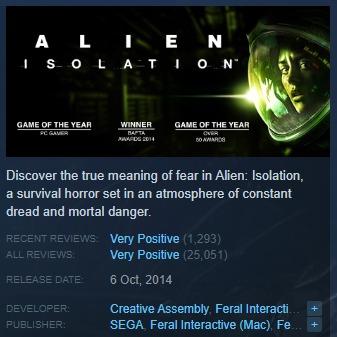 Steam Alien Isolation Toys Games Video Gaming Video Games On Carousell