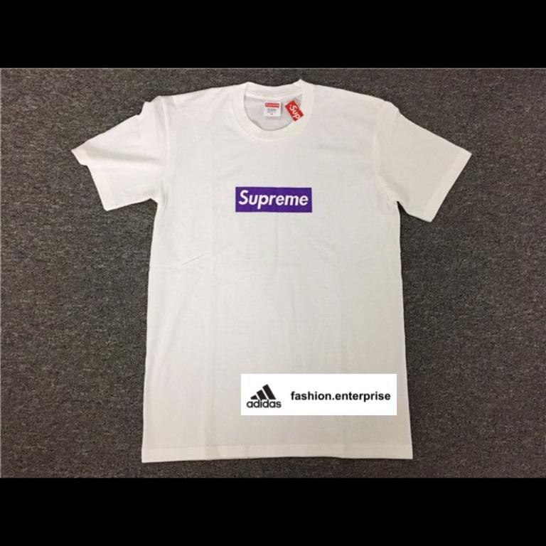 Supreme purple box logo tee clearance white