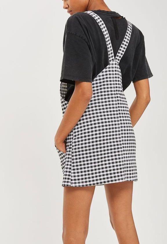 Checked pinafore dress best sale topshop