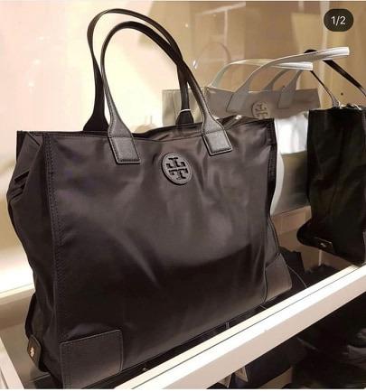 Tory Burch Ella Packable Ella Tote Bag Nylon - Black, Women's Fashion, Bags  & Wallets, Tote Bags on Carousell