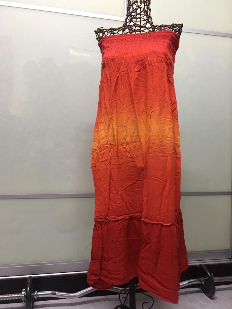 neon orange tube dress