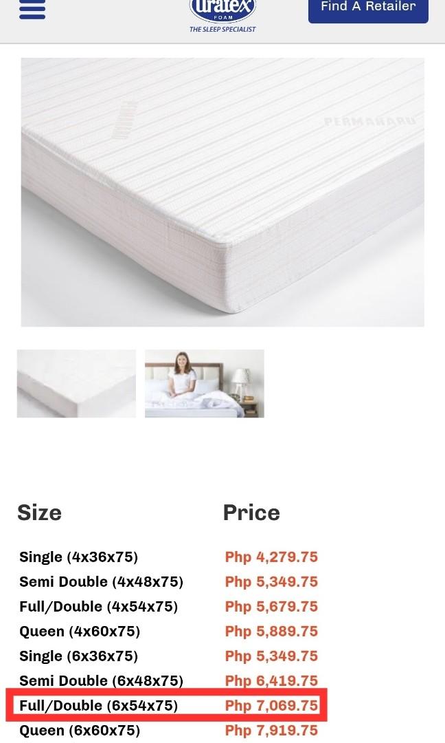 Uratex Permahard Deluxe Matress Foam Double Full Furniture Home