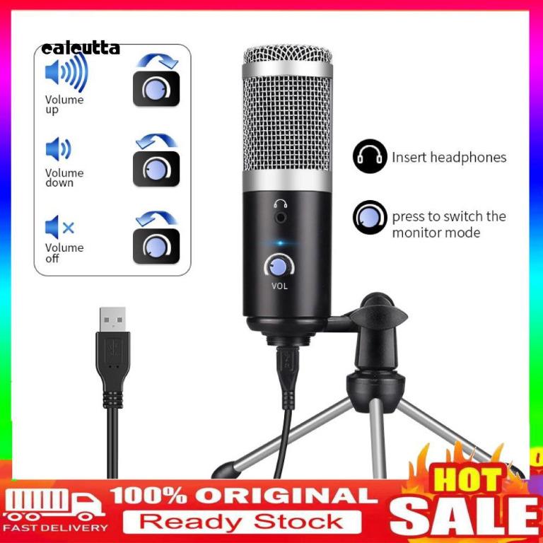 USB Microphone Studio Recording Broadcast Mic with Tripod Stand for PC ...