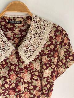 Vintage Floral Blouse with Tie Back