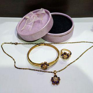 Violet Flower Jewelry Set