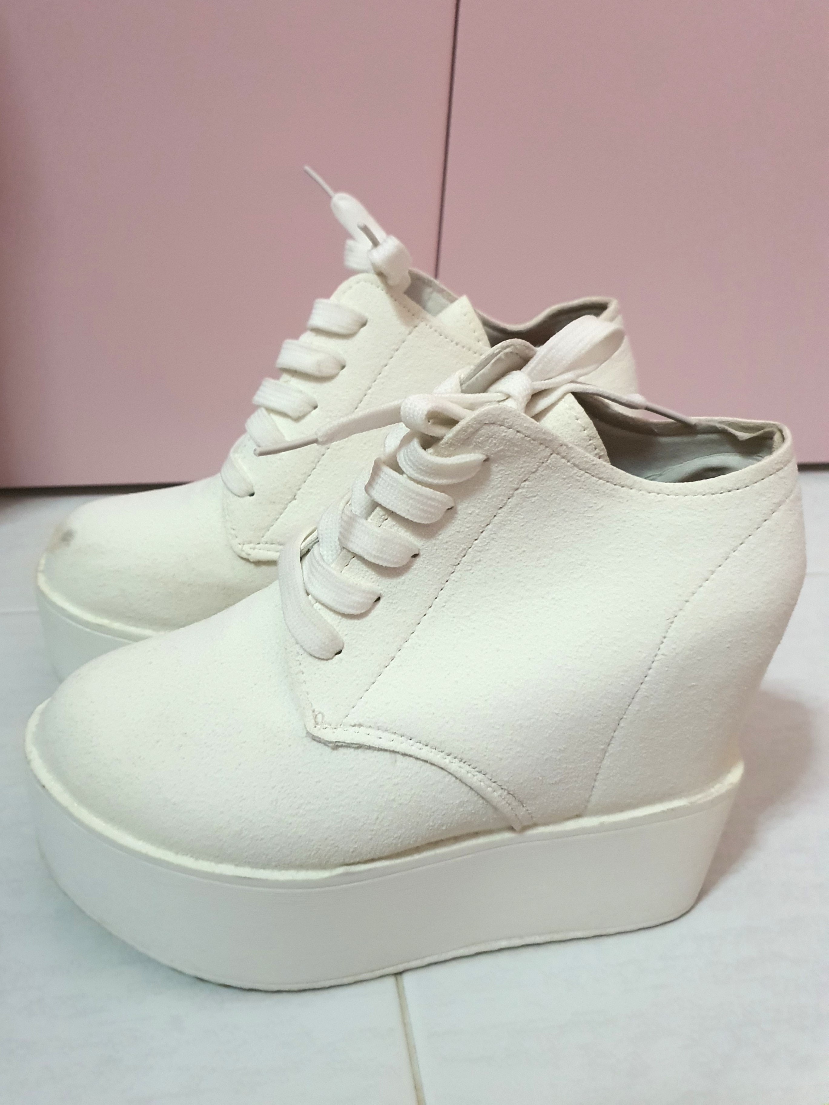 white suede sneakers