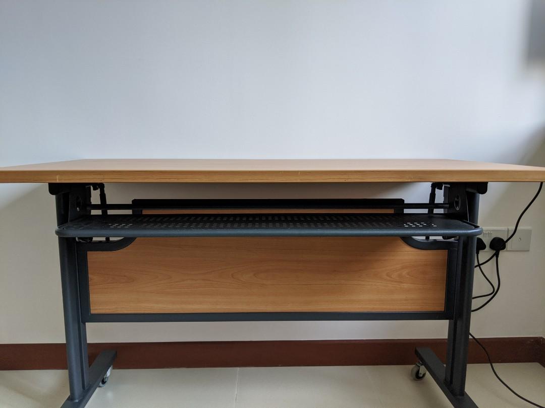 Work Desk (Category: Tables & Sets) located in Singapore. Submitted by wooppee (Listing ID 1014237191, Image 2). Description: Good quality table - foldable as seen in the 3rd photo. Self collect. Dimensions: 120cm x 60cm.