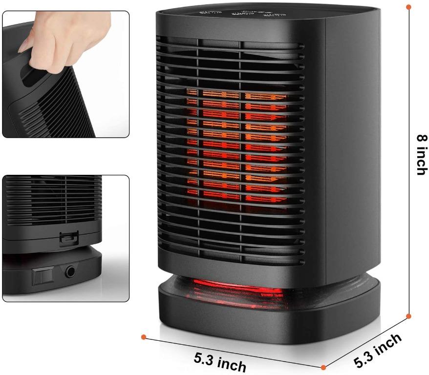XR7PF KKCITE Portable Electric Ceramic Space Heaters 2 in1 2SPersonal Heater Fan with Auto Oscillating Hot Cool Mode Tip Over Over Heat Protection 950W with Worldwide Adapters Furniture Home Living Li...