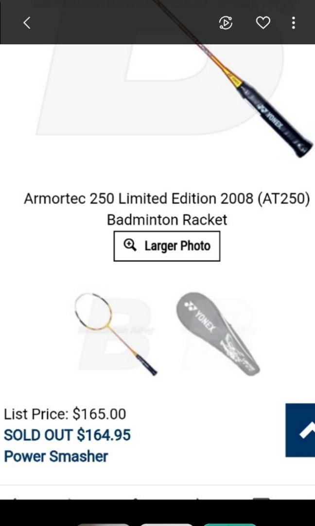 Armor Tech Racket Price Yonex Badminton Racket ARMORTEC 250 Limited Edition. Only 1pc (list ...