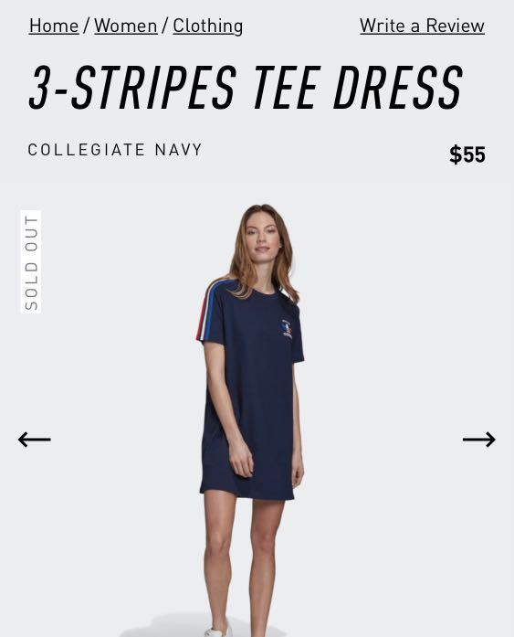Adidas 3 stripe dress sale navy