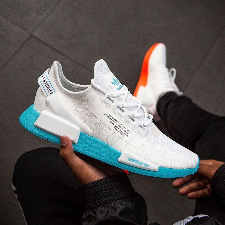 nmd white and blue