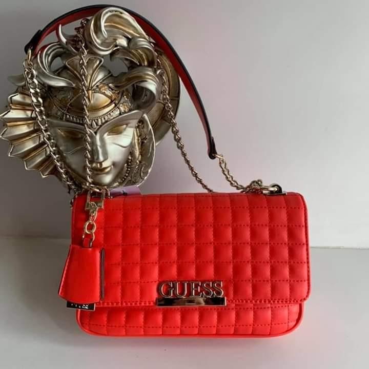 Authentic guess red sling bag ready to ship Luxury Bags Wallets on Carousell