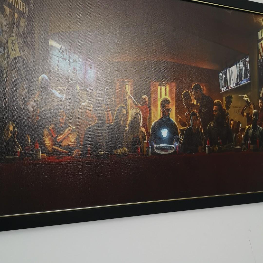 Avengers Last Supper With Gold Black Frame Design Craft Art