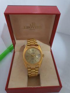 beautiful vintage NOS swiss Lejour Automatic date 1970s gold plated mens swiss watch
