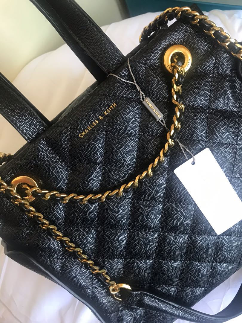 charles and keith quilted tote