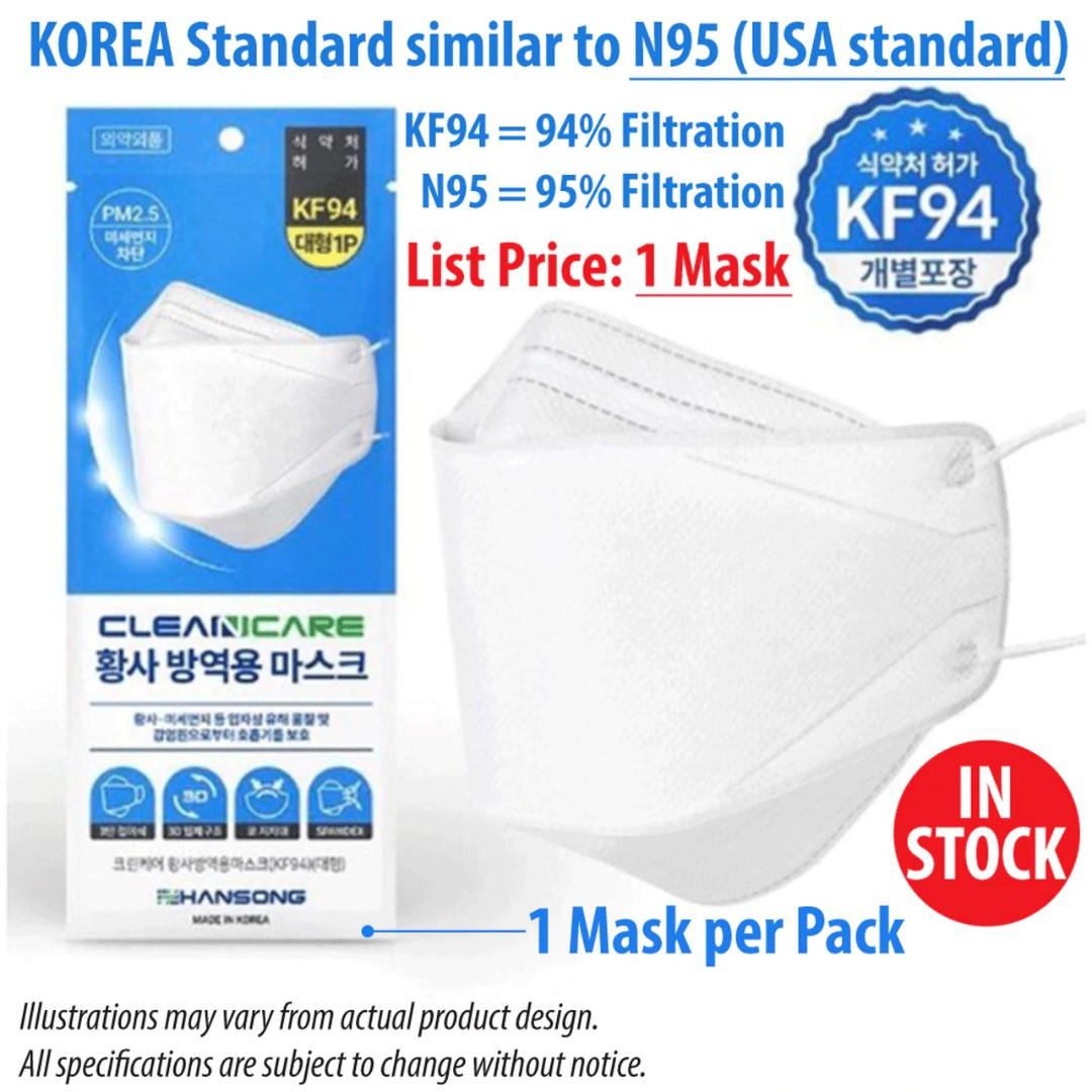 Cleancare KF94 Korea made Face Particulate Respiratory Adult Mask 4