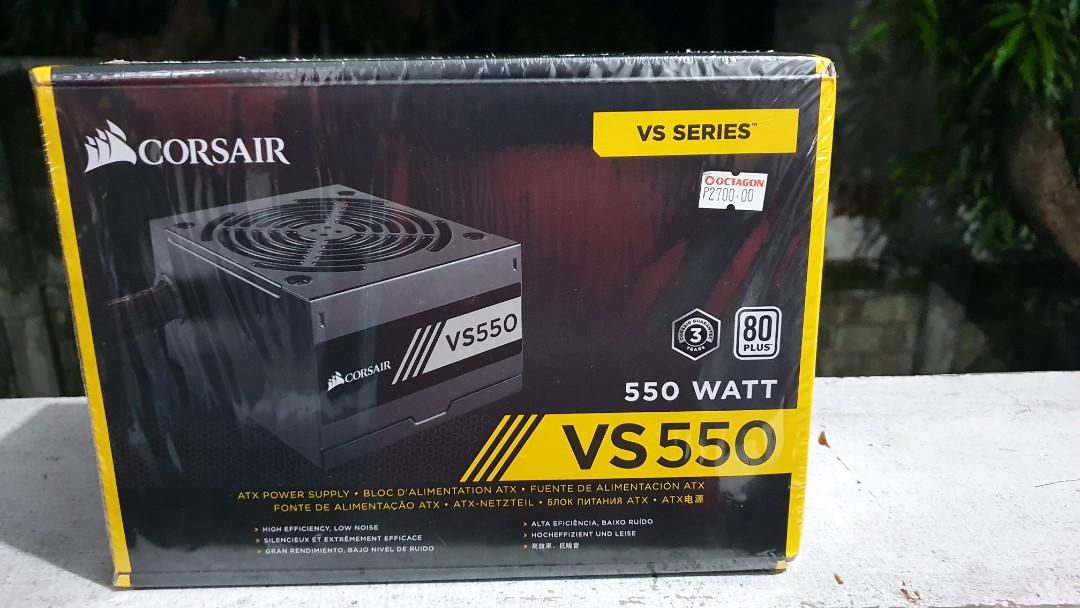 Corsair VS550 80+ true rated PSU, Computers & Tech, Parts & Accessories,  Computer Parts on Carousell