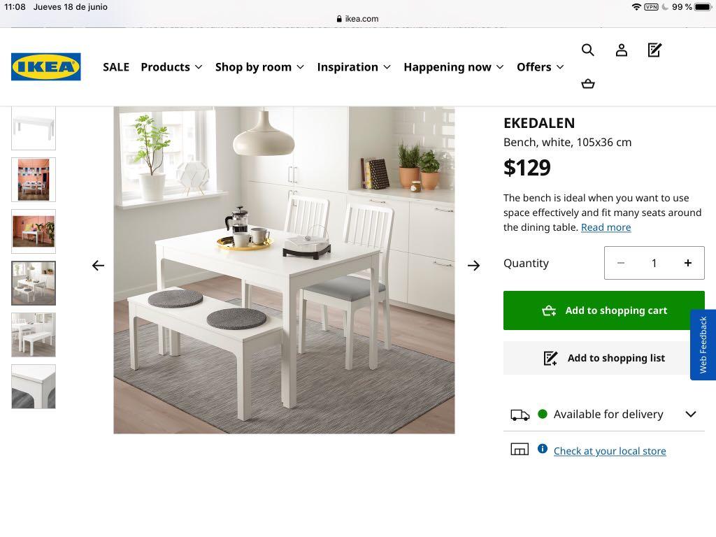 Ekedalen white bench on sale