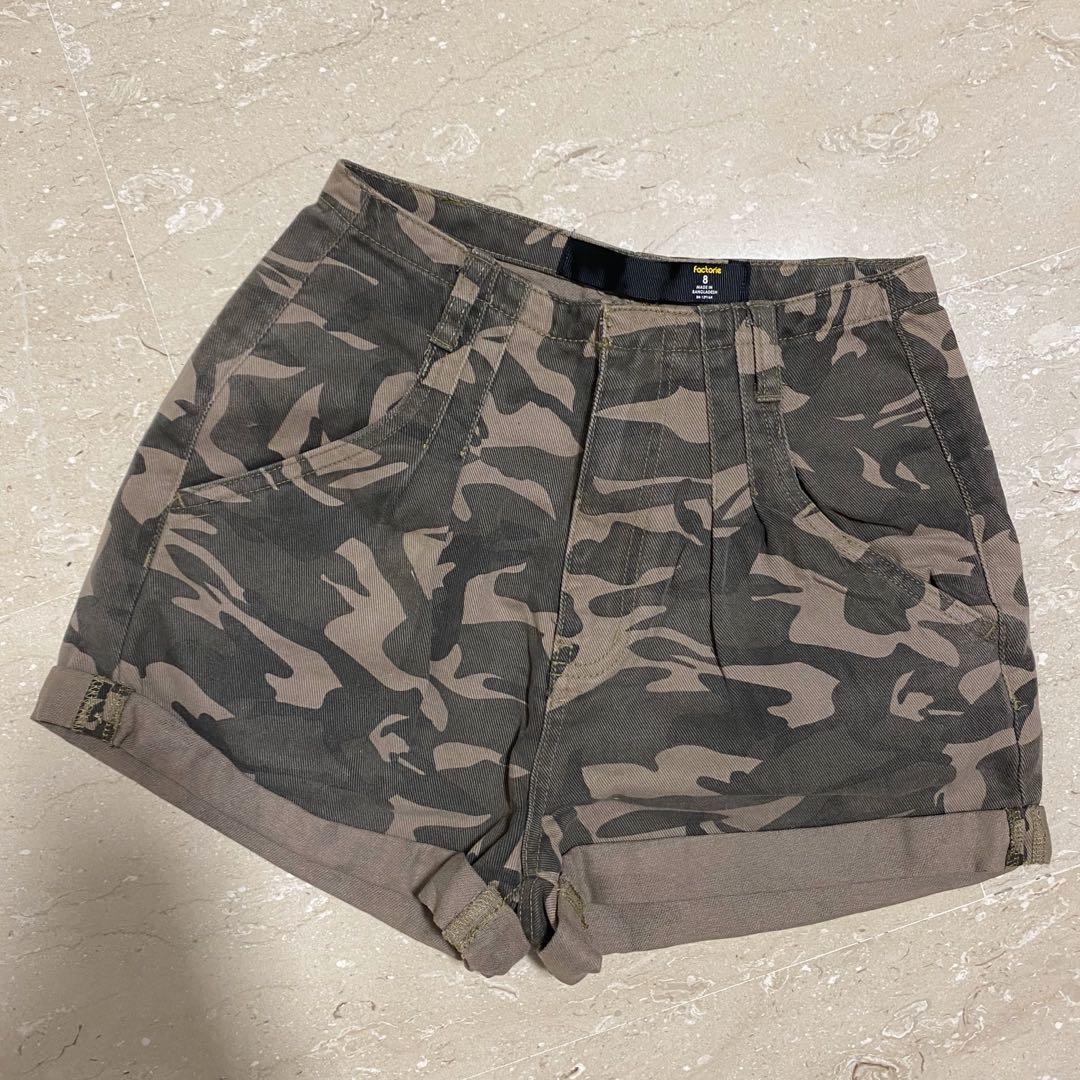 factorie camo paperbag shorts Women s Fashion Bottoms Shorts on Carousell